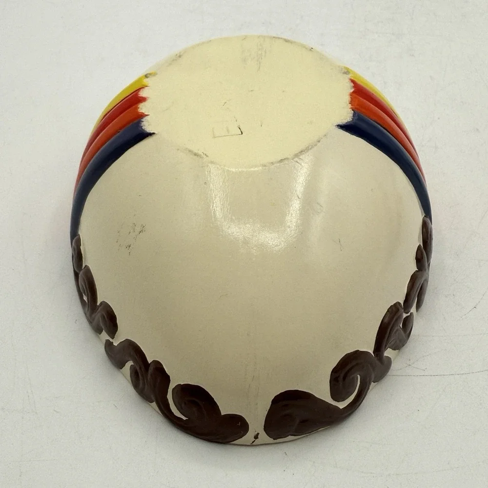 Vintage Hand Painted Ceramic Egg Rainbow Spring Flowers‎ Trinket Box Candy Dish
